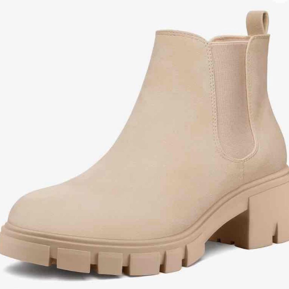 Platform Chelsea Boots with Lug Sole eazySlip On Chunky Block Heel Ankle Booties